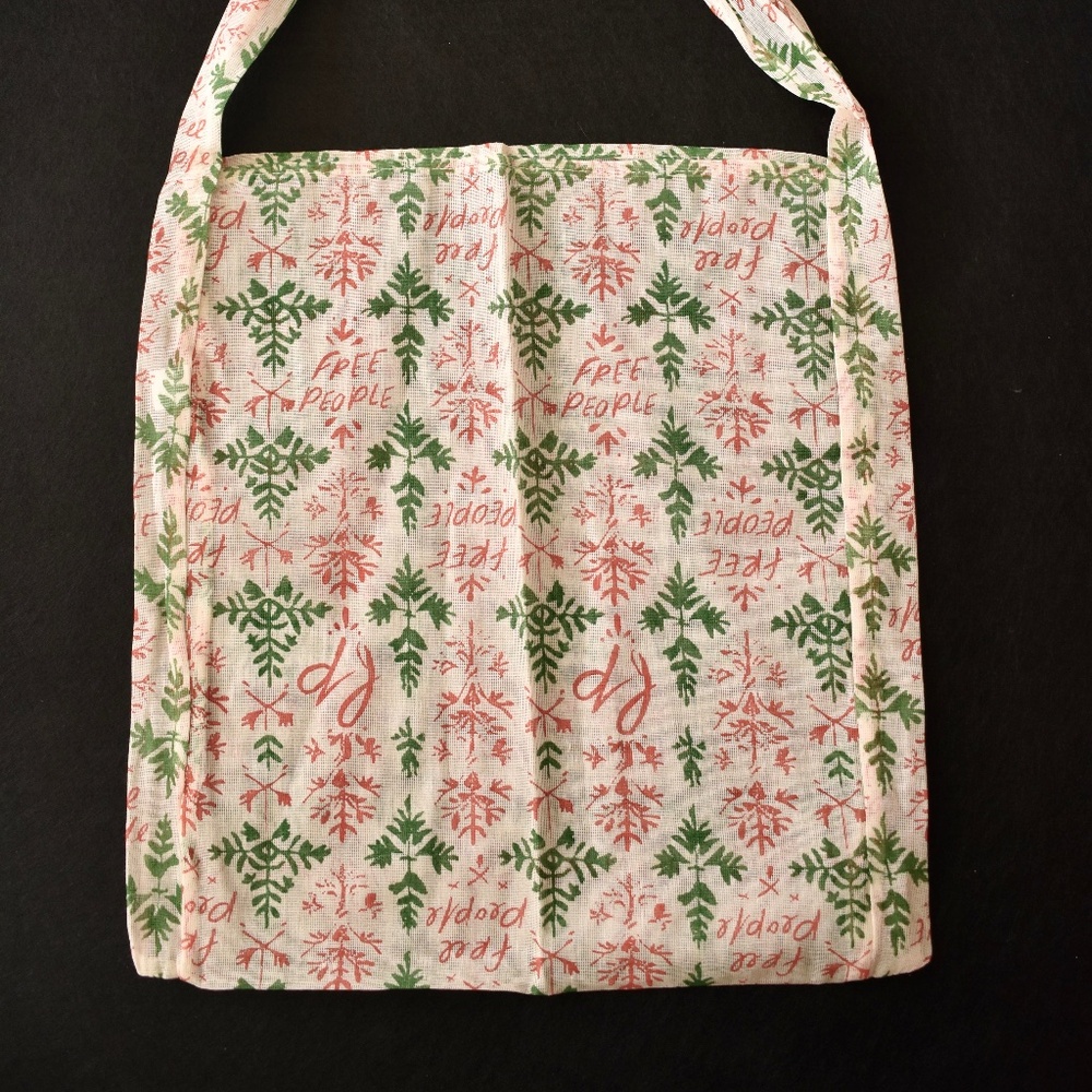 NWOT Free People 2025 Holiday Print Gauze Small Size Tote Bag